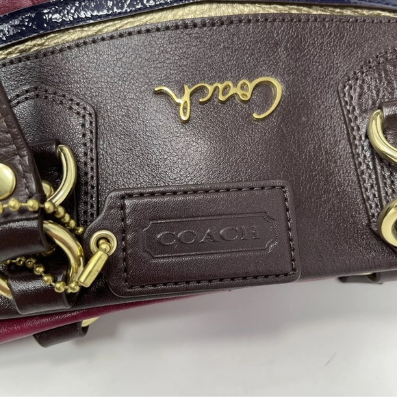 Coach Magenta Red Choco Brown Burgundy Gold Leather Ashley Satchel Tote NWOT - Picture 4 of 8